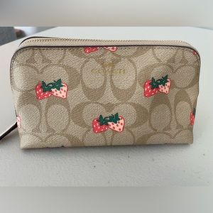 COACH Strawberry print cosmetic pouch zippered bag